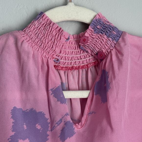 Tucker NYC Blouse Silk Pink Floral Top Size Small - Picture 5 of 11